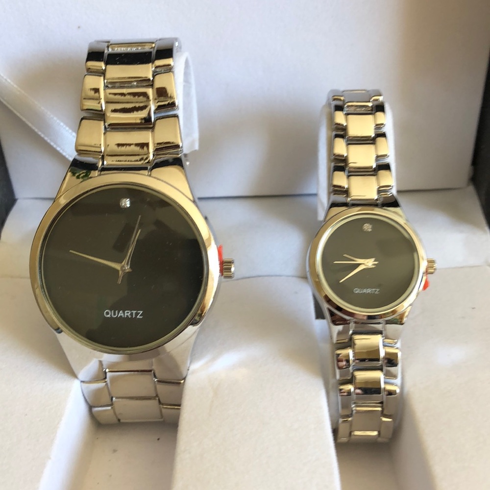 NEW His/Hers Silver Stainless Watches